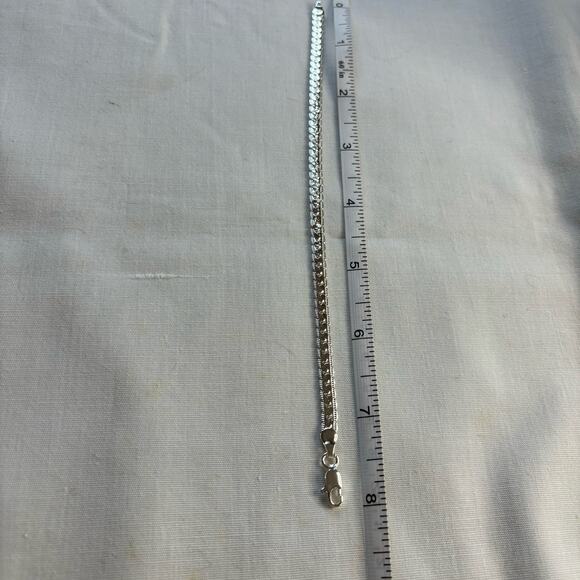 925 Sterling Silver Flat Link Chain Necklace & Bracelet Set - Picture 8 of 9